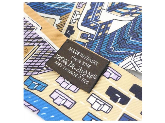 Hermès Pañuelo Twilly Hermes Pantin City Azul Beige - vista 3