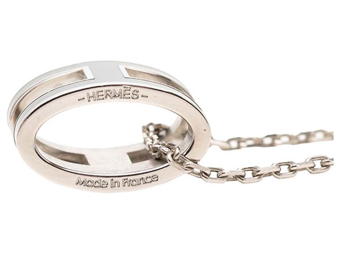 Hermès Collana con ciondolo a catena Logo Pop H Hermes Nero Argento - vista 2