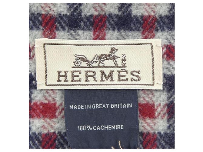 Hermès Stola Hermes Grigio, Blu Navy e Rosso Marrone - vista 3