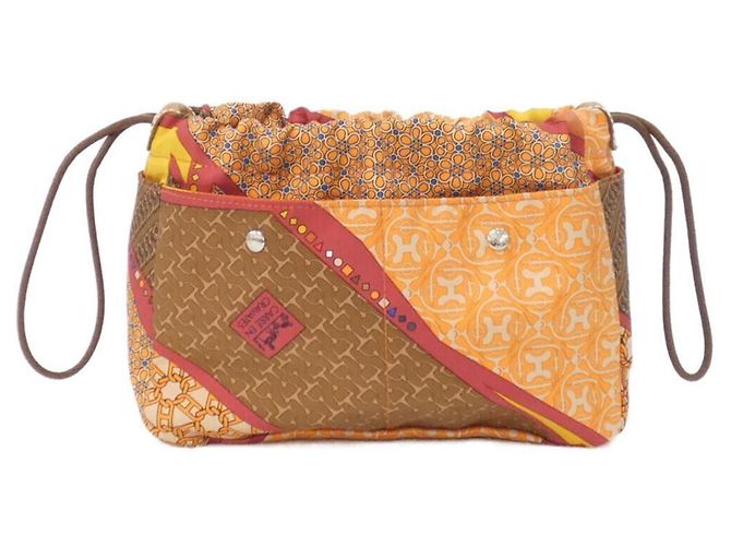 Hermès Hermes CARRE EN CRAVATES Pochette per borsa Fourbi Rosso Arancione - vista 2