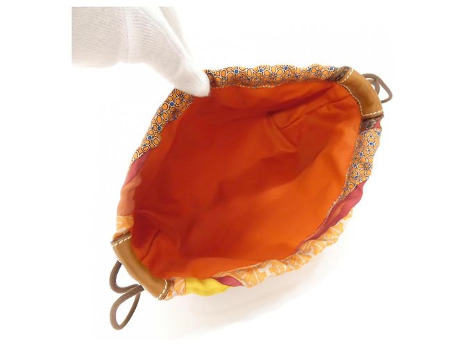 Hermès Hermes CARRE EN CRAVATES Pochette per borsa Fourbi Rosso Arancione - vista 4