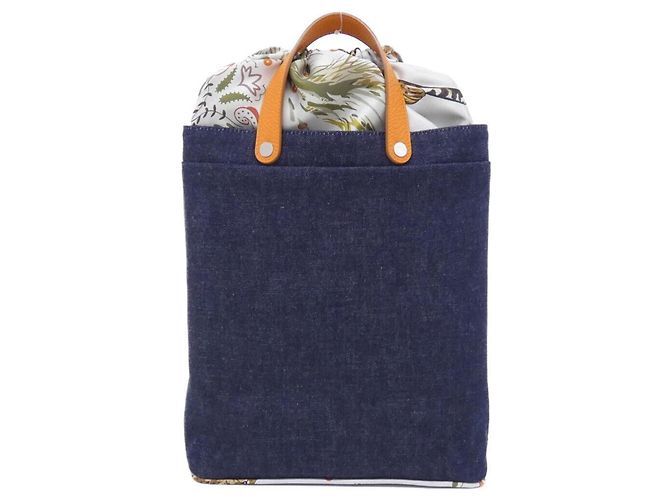 Hermès Bolsa Hermes 1462298 Laranja Azul marinho - vista 2