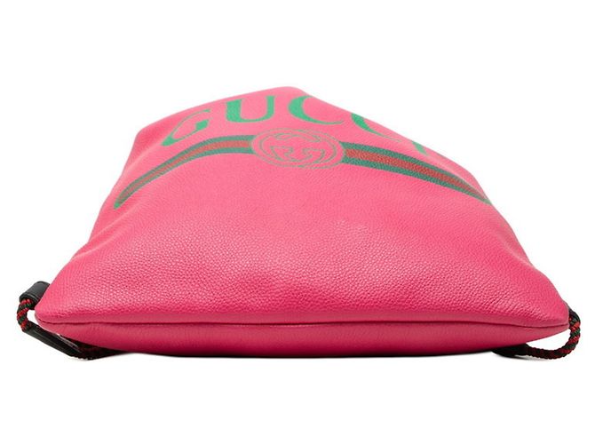 Mochila de cordón Gucci en piel rosa - vista 3