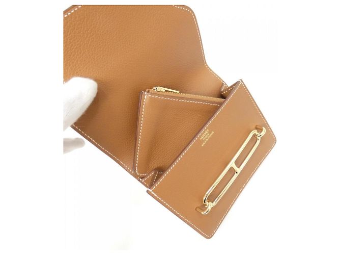 Hermès Hermes Luli Slim Bi-fold Wallet Brown - view 5
