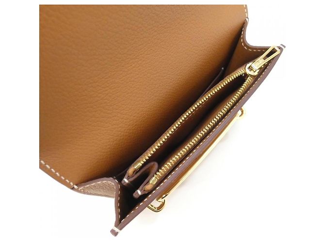 Hermès Hermes Luli Slim Bi-fold Wallet Brown - view 6