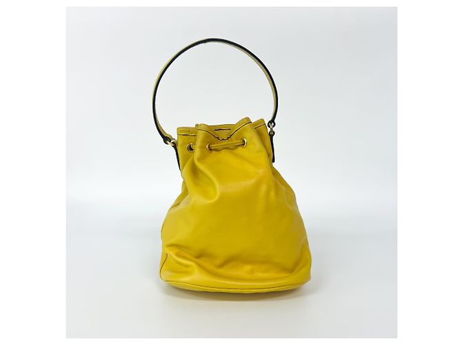 Prada Duet Drawstring Bucket Leather Yellow - view 2