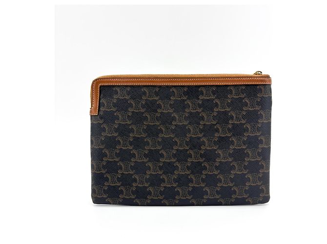 Céline Celine Zip Triomphe Coated Canvas Small Noir - vue 2