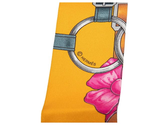 Hermès Hermes Twilly Grand Manege Schal Mehrfarben Gelb - Ansicht 3