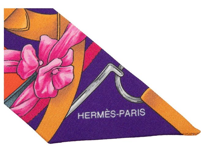 Hermès Hermes Twilly Grand Manege Schal Mehrfarben Gelb - Ansicht 4