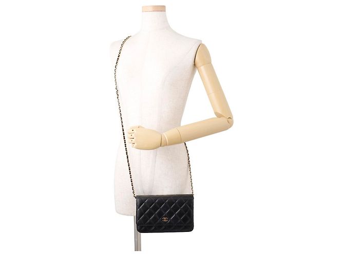 Chanel Classic Matelassé Chain Wallet Schwarz - Ansicht 4