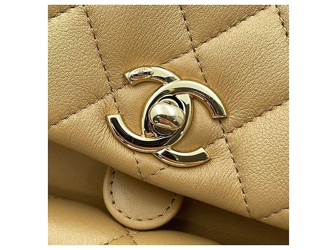 Mochila Chanel Matelassé de piel de cordero Beige - vista 10
