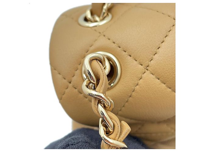 Mochila Chanel Matelassé de piel de cordero Beige - vista 12