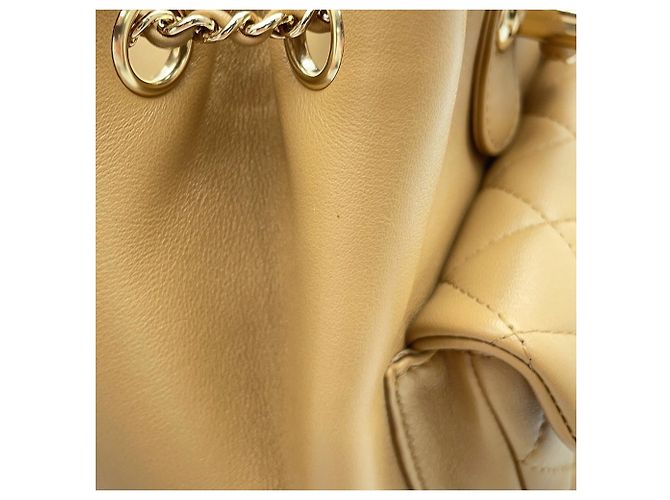 Mochila Chanel Matelassé de piel de cordero Beige - vista 7
