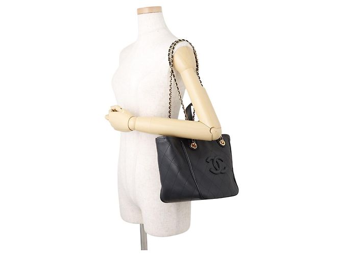 Borsa a tracolla Chanel in vitello nero - vista 5
