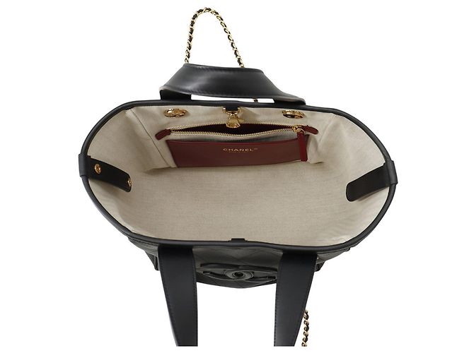 Borsa a tracolla Chanel in vitello nero - vista 6