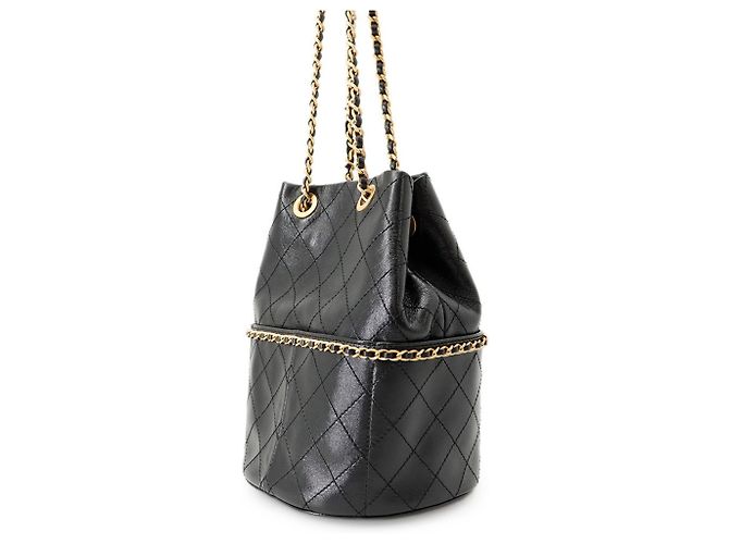 Borsa a tracolla Chanel Matelassé in pelle d'agnello nera Nero - vista 2