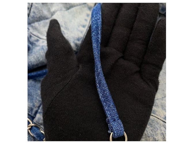 Borsa a tracolla Chanel Matelassé in denim blu - vista 16