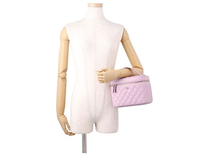 Borsa Vanity Chanel Matelassé Porpora - vista 4