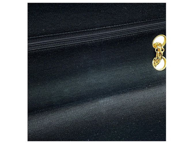 Borsa a tracolla con catena Chanel Matelassé in jersey di cotone nero - vista 10