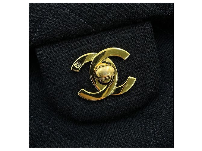 Borsa a tracolla con catena Chanel Matelassé in jersey di cotone nero - vista 11