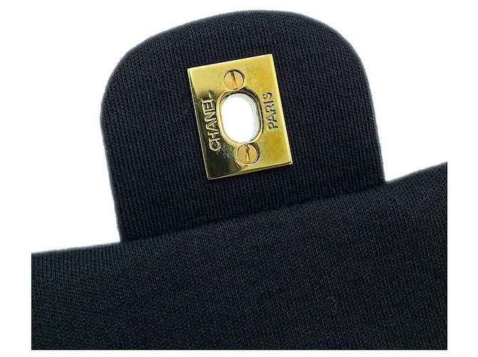 Borsa a tracolla con catena Chanel Matelassé in jersey di cotone nero - vista 12