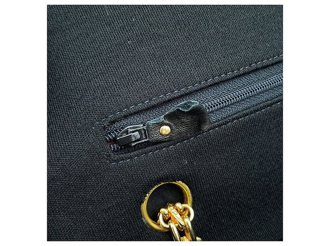 Borsa a tracolla con catena Chanel Matelassé in jersey di cotone nero - vista 13