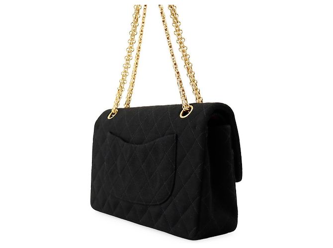Borsa a tracolla con catena Chanel Matelassé in jersey di cotone nero - vista 2