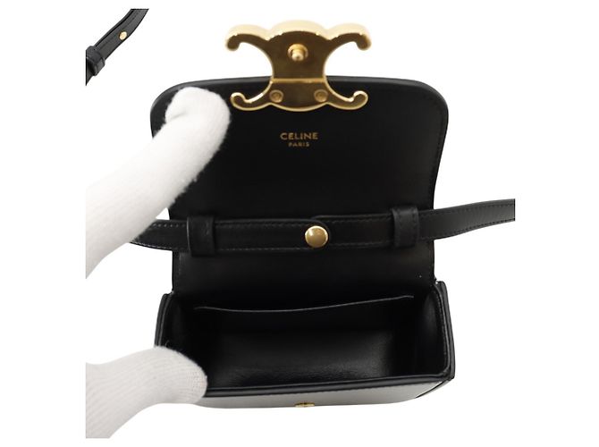 Céline Sac à épaule Celine Triomphe Mini Claude Noir - vue 6