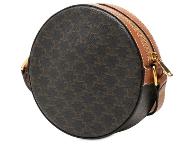 Céline Borsa a tracolla rotonda Celine Triomphe Marrone Nero - vista 2
