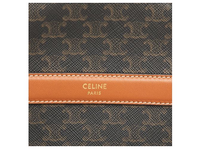 Céline Borsa a tracolla rotonda Celine Triomphe Marrone Nero - vista 5