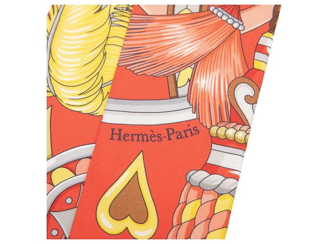 Hermès Hermes Twilly Harnais de Cur Scarf Muffler Roja Multicolor - vista 3