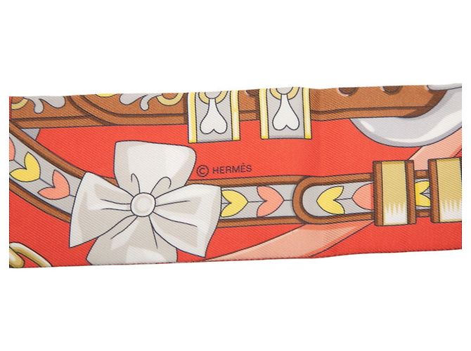 Hermès Hermes Twilly Harnais de Cur Scarf Muffler Roja Multicolor - vista 4