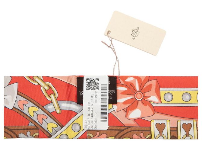 Hermès Hermes Twilly Harnais de Cur Scarf Muffler Roja Multicolor - vista 5
