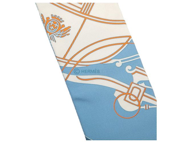 Hermès Pañuelo de seda Hermes Twilly Ex Libris Azul Multicolor - vista 3