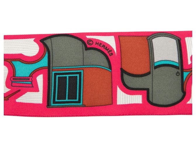 Hermès Hermes Twilly Coupe Les Coupes Scarf Rosa Multicolore - vista 4
