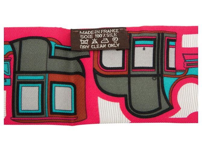 Hermès Hermes Twilly Coupe Les Coupes Scarf Rosa Multicolore - vista 5
