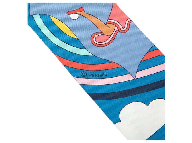 Hermès Hermes Twilly Flying Carré Foulard Blu Multicolore - vista 3