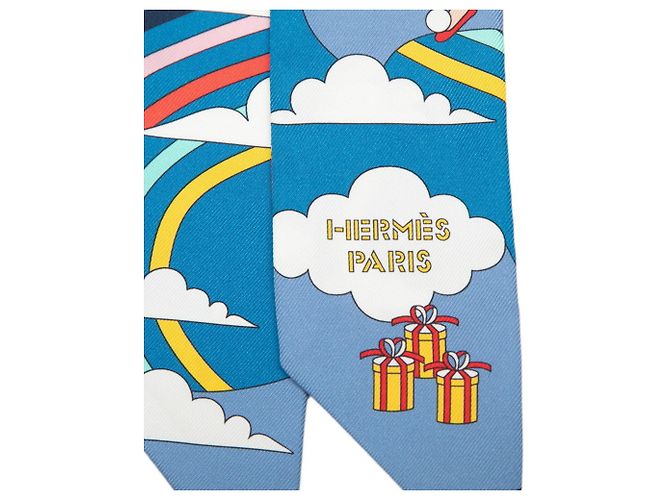 Hermès Hermes Twilly Flying Carré Foulard Blu Multicolore - vista 4