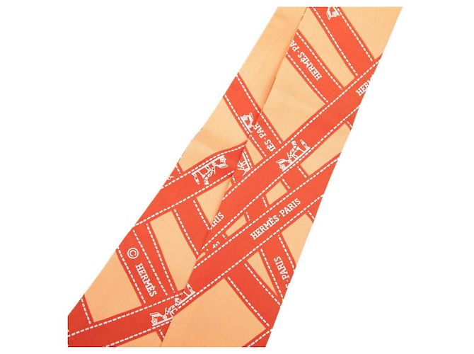 Hermès Twilly Bolduc Pañuelo Cinta Naranja - vista 2