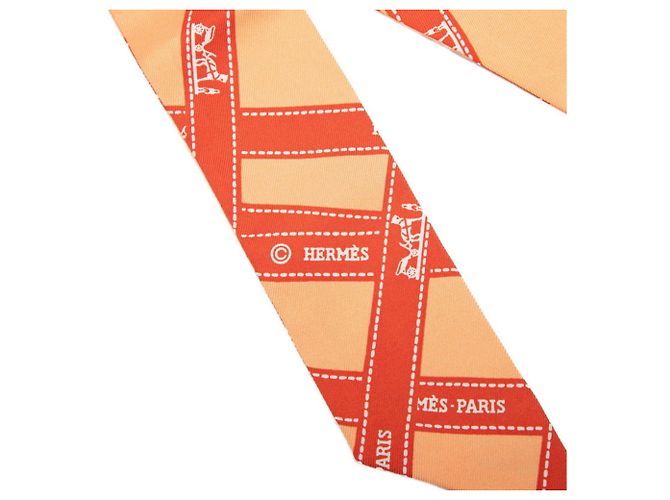 Hermès Twilly Bolduc Pañuelo Cinta Naranja - vista 3