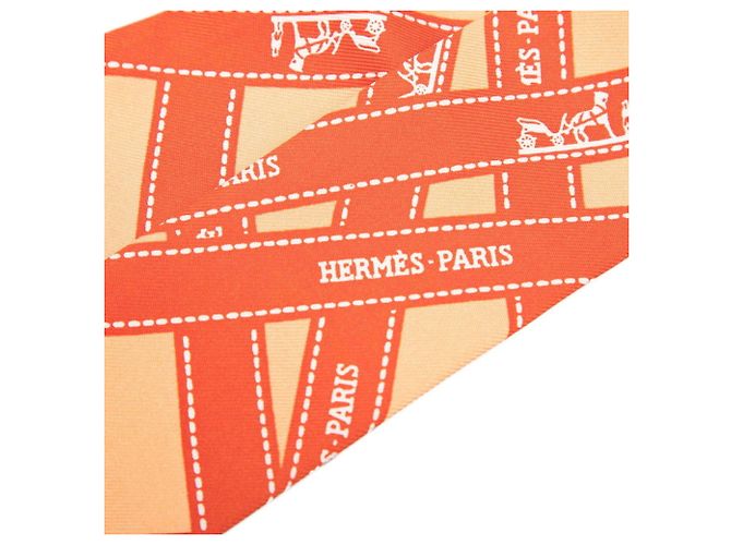 Hermès Twilly Bolduc Pañuelo Cinta Naranja - vista 4
