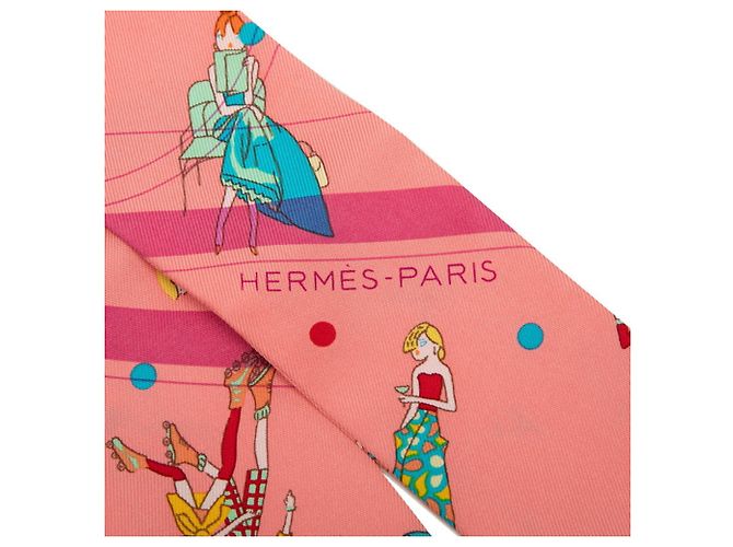 Hermès Pañuelo Hermes Twilly Ex-Libris Les Parisiennes Rosa Multicolor - vista 3