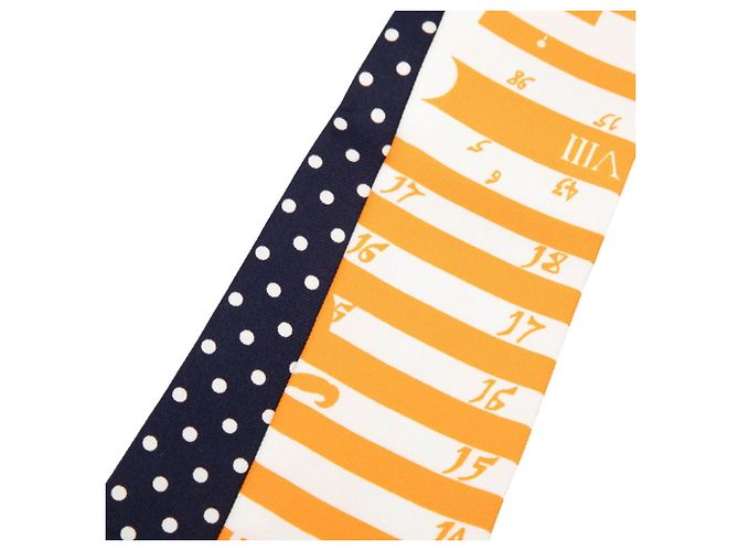 Hermès Hermes Twilly Astrology Dot Schal Orange Marineblau - Ansicht 2