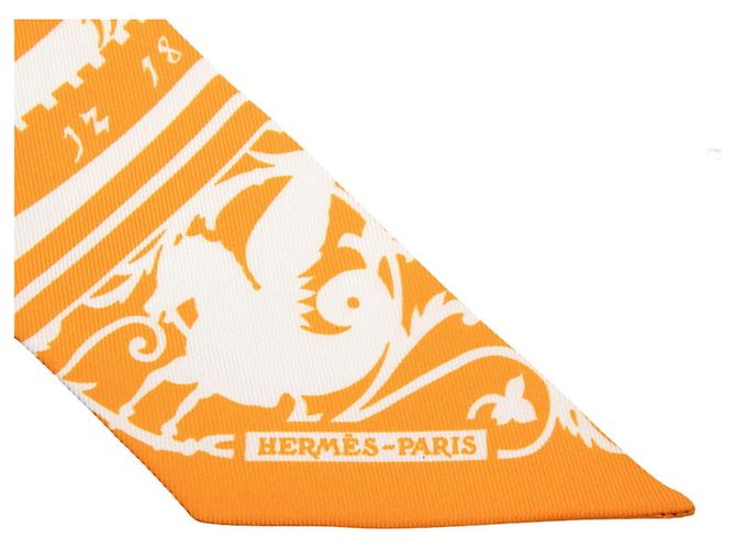 Hermès Hermes Twilly Astrology Dot Schal Orange Marineblau - Ansicht 4