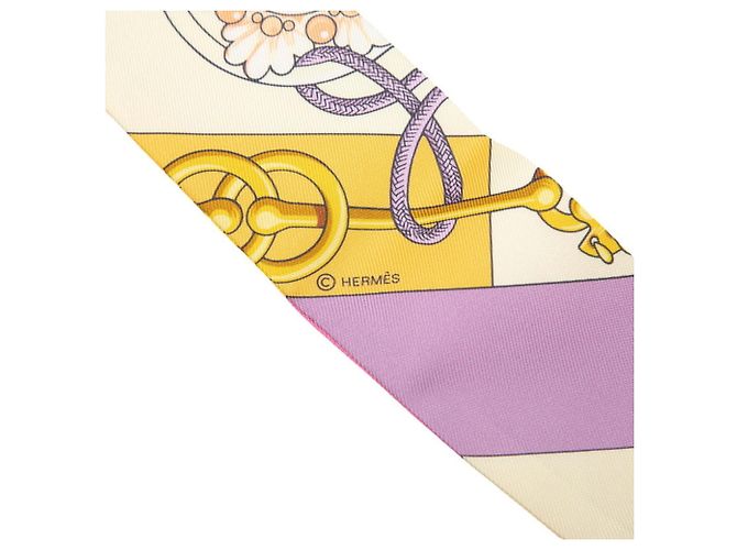 Hermès Pañuelo Twilly Cliquetis Hermes Multicolor Amarillo - vista 4
