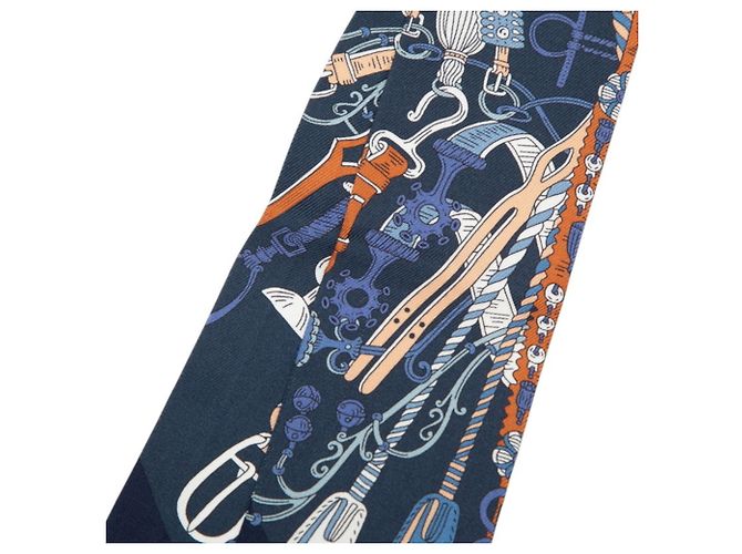 Hermès Pañuelo Hermes Twilly Saddler's Bouquets Multicolor Azul marino - vista 2