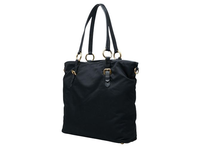 Bolso Tote Prada Negro de Nailon y Cuero - vista 2
