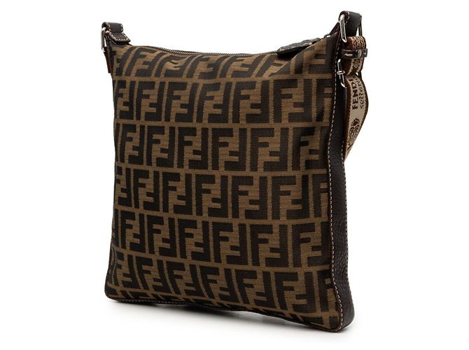 Borsa a tracolla Fendi Zucca Logo Plate Marrone - vista 2