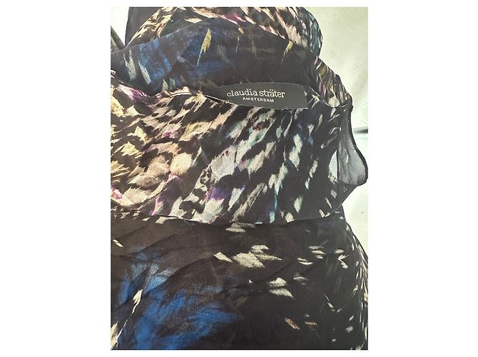 Autre Marque Claudia Sträter Pañuelo de Seda Estampado Negro Azul Multicolor Púrpura - vista 2