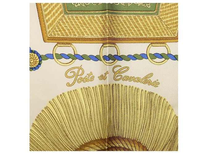 Hermès Foulard HERMES Carre 90 Seta Beige Giallo "Porte et Carvalerie" Auth ki6869M - vista 12